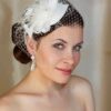 fascynator ślubny ivory z woalką