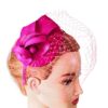 Fascynator z woalką na opasce fuksja Betty