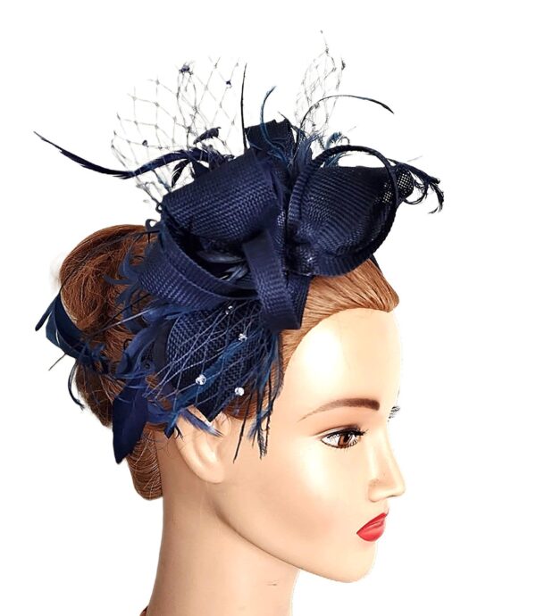 Granatowy fascynator do włosów Funny